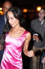Zoë Kravitz Nipple Pokies in a Pink Dress 2.jpg