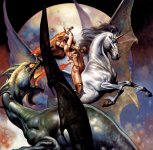 Unicorn VS Green Dragon [Boris Vallejo].jpg